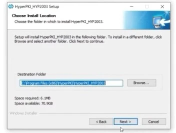 Destination folder selection