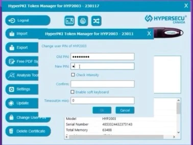 HyperPKI Token Manager PIN change