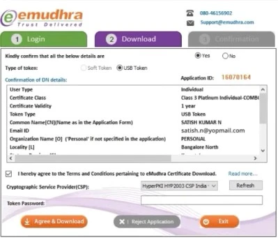 CSP selection and download screen